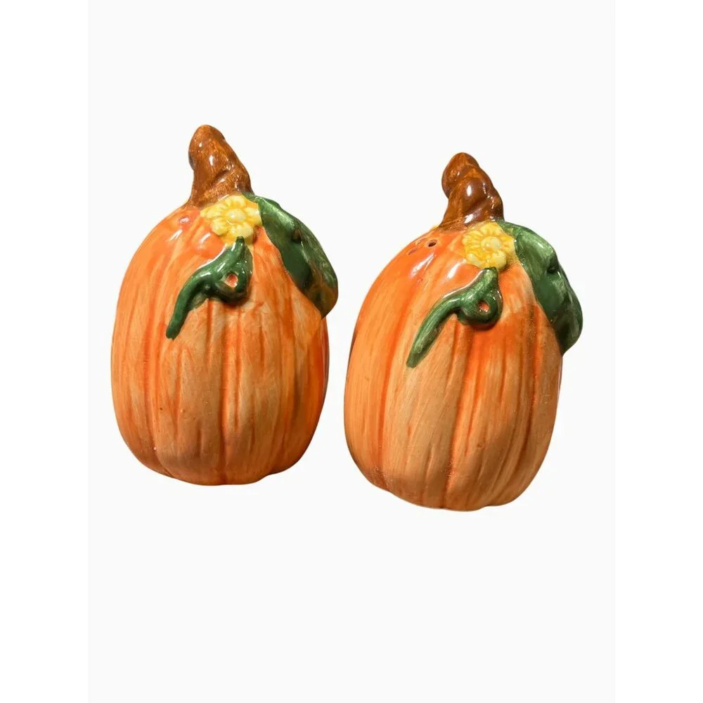 Earthenware Pumpkin Salt & Pepper Shaker Set Of 2 By Wangs International